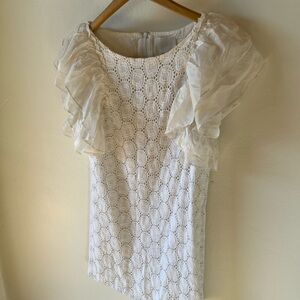 Aryn K Cream Lace Ruffle Mini Dress Size Small